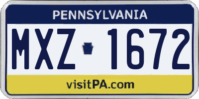 PA license plate MXZ1672
