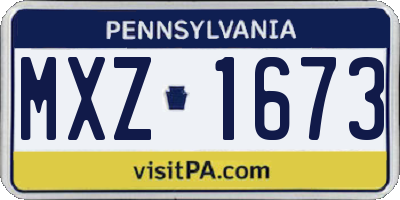 PA license plate MXZ1673