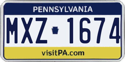 PA license plate MXZ1674