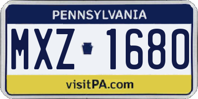 PA license plate MXZ1680