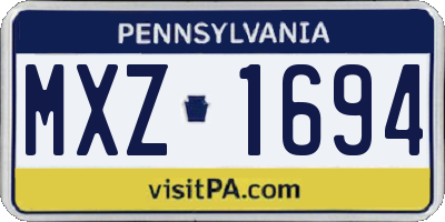 PA license plate MXZ1694