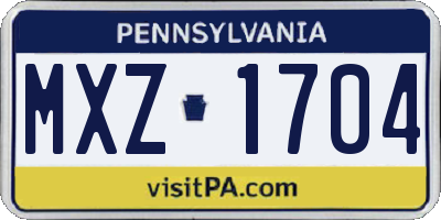 PA license plate MXZ1704