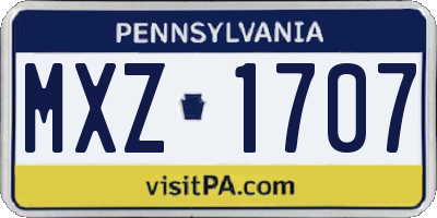 PA license plate MXZ1707