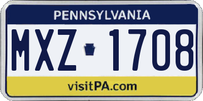 PA license plate MXZ1708