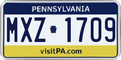 PA license plate MXZ1709