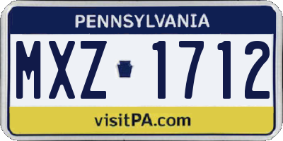 PA license plate MXZ1712