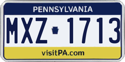 PA license plate MXZ1713