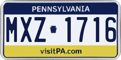 PA license plate MXZ1716