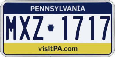 PA license plate MXZ1717