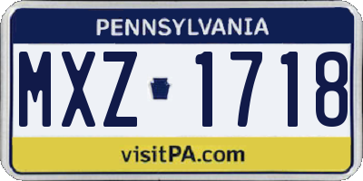 PA license plate MXZ1718