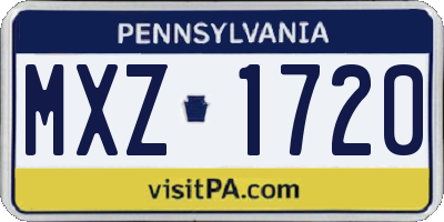 PA license plate MXZ1720