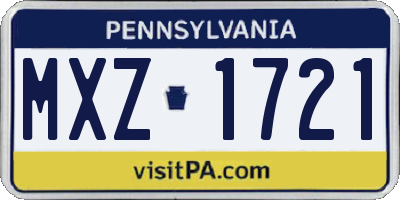 PA license plate MXZ1721