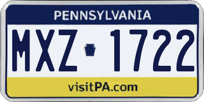PA license plate MXZ1722