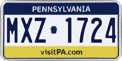 PA license plate MXZ1724
