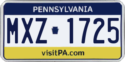 PA license plate MXZ1725