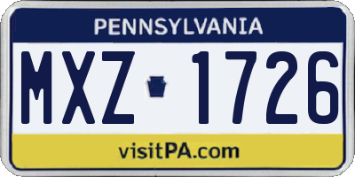 PA license plate MXZ1726