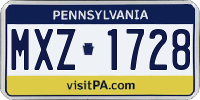 PA license plate MXZ1728