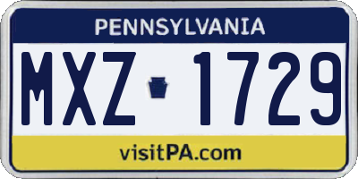 PA license plate MXZ1729