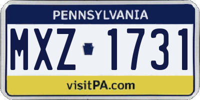 PA license plate MXZ1731