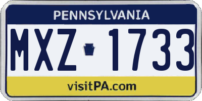 PA license plate MXZ1733