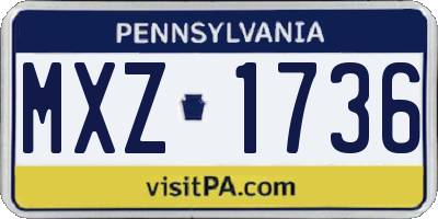 PA license plate MXZ1736