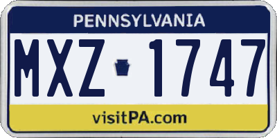 PA license plate MXZ1747