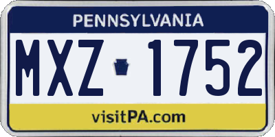 PA license plate MXZ1752