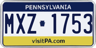 PA license plate MXZ1753