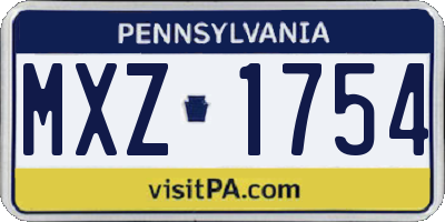 PA license plate MXZ1754