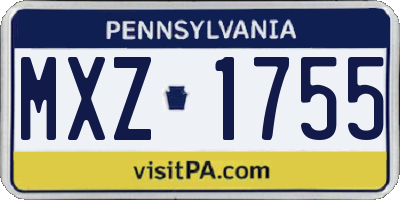 PA license plate MXZ1755