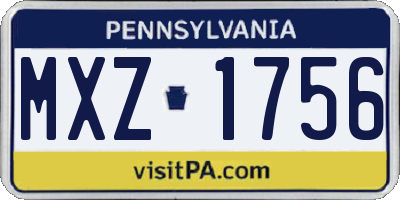 PA license plate MXZ1756