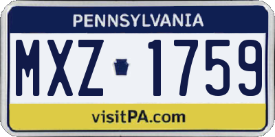 PA license plate MXZ1759