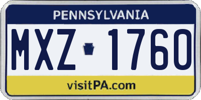 PA license plate MXZ1760