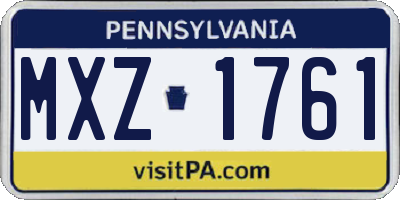 PA license plate MXZ1761