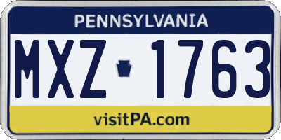 PA license plate MXZ1763