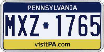 PA license plate MXZ1765
