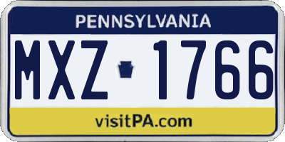 PA license plate MXZ1766