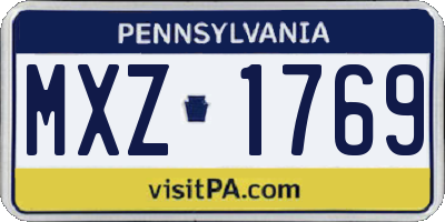 PA license plate MXZ1769