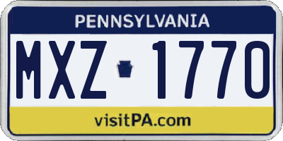 PA license plate MXZ1770