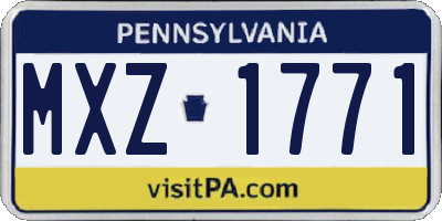 PA license plate MXZ1771