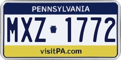 PA license plate MXZ1772