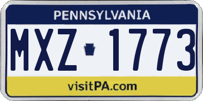 PA license plate MXZ1773