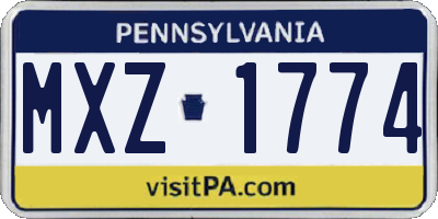 PA license plate MXZ1774