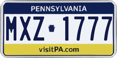 PA license plate MXZ1777