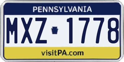 PA license plate MXZ1778