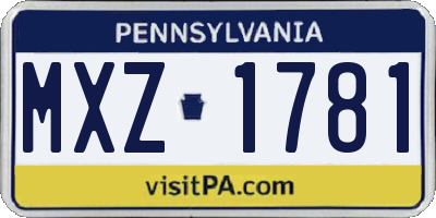 PA license plate MXZ1781