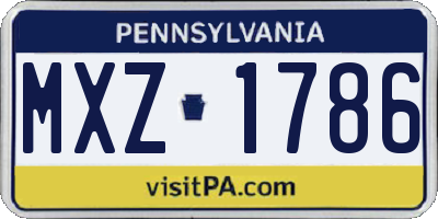 PA license plate MXZ1786