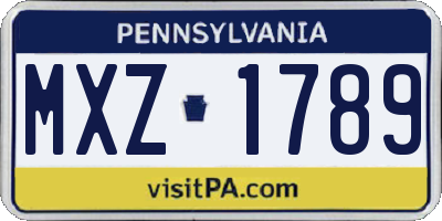 PA license plate MXZ1789