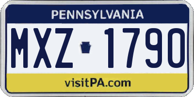 PA license plate MXZ1790