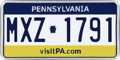 PA license plate MXZ1791